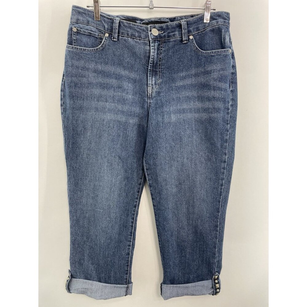Nine West Eastend Capri Jeans Cropped Roll Cuff Denim Womens 12 - Picture 1 of 12
